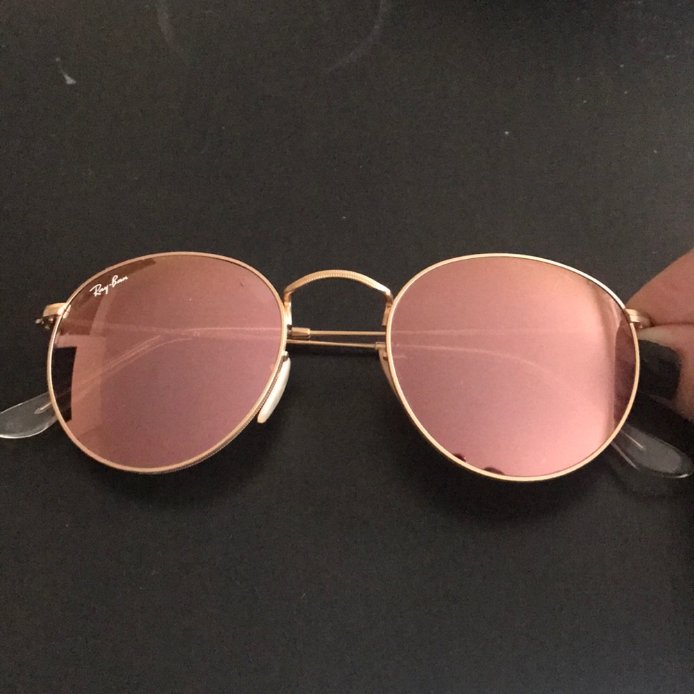 Ray ban, round, pink mirrored glasses